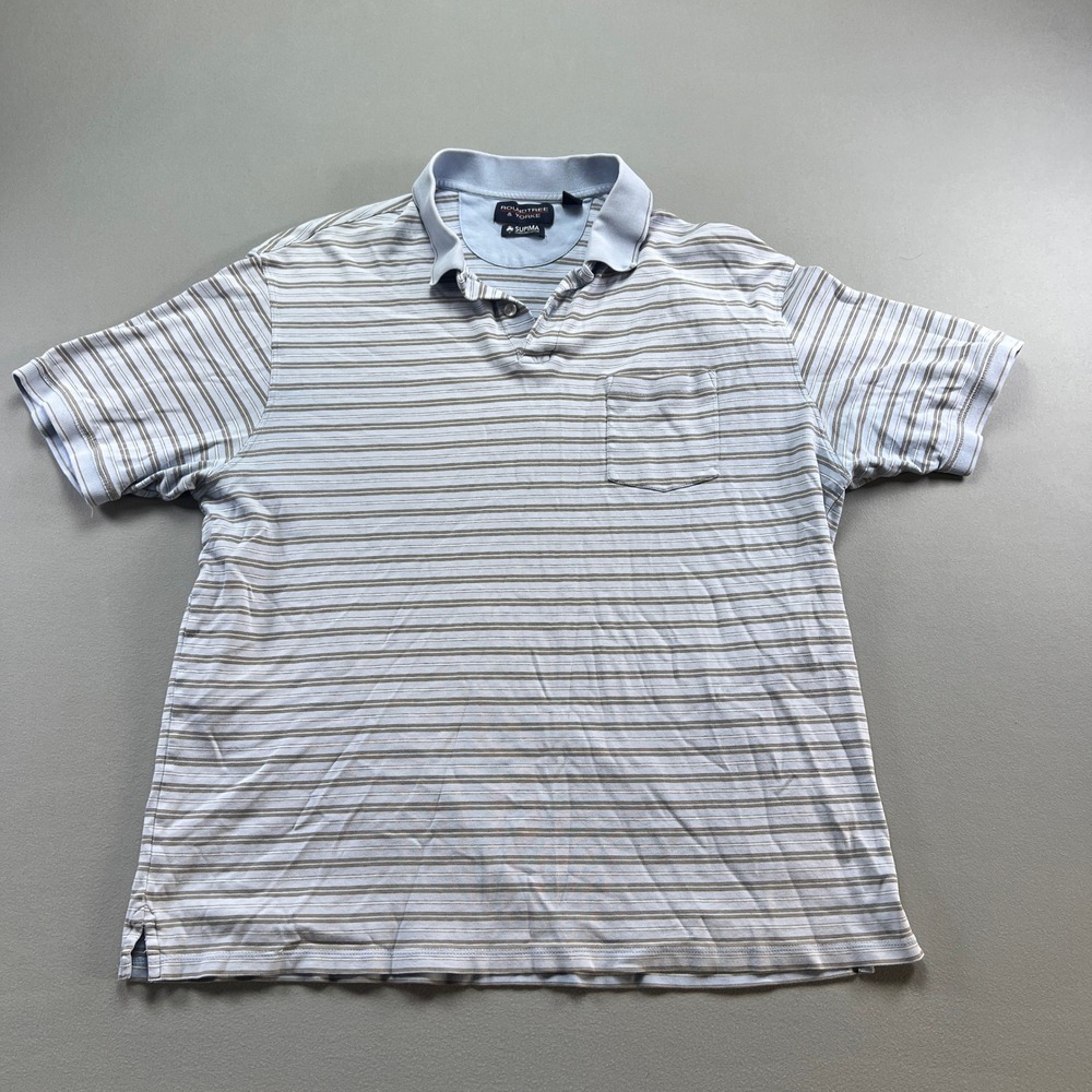 Roundtree & Yorke Polo Shirt Mens XL Multicolor Striped Supima Cotton Athleisure